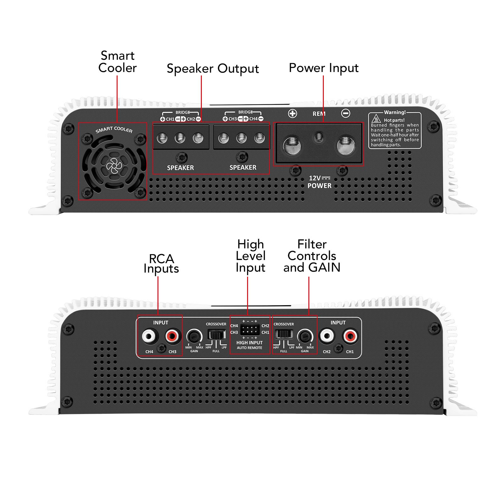 Taramps DS 4000x4 1 or 2 Ohms 4000 Watts RMS 4 Channel 1000x4 Watts RMS Digital Crossover HPF LPF Bridgedable Caraudio Amplifier