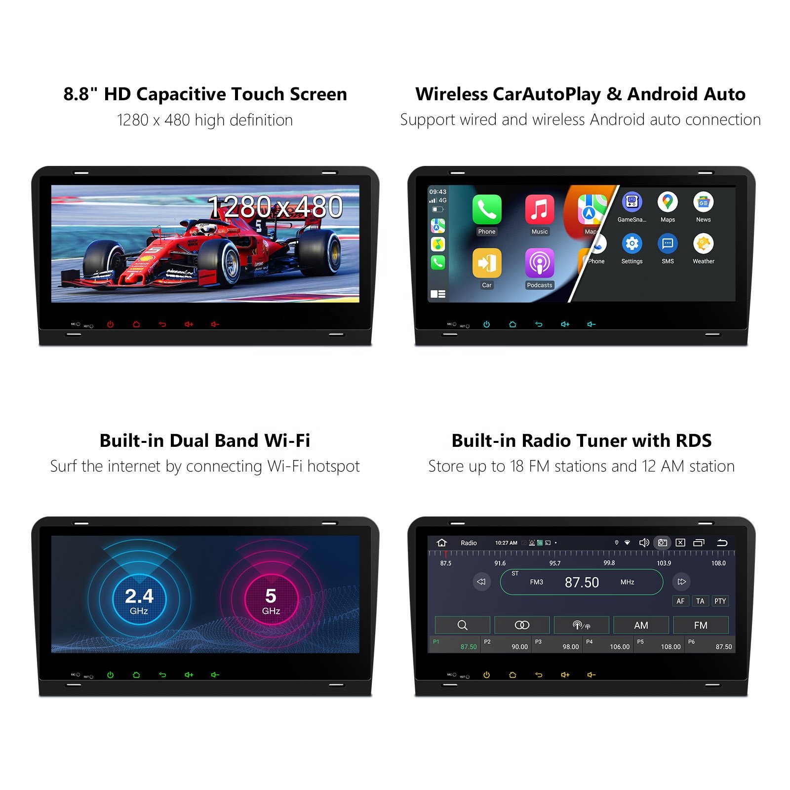 XTRONS 8.8" for Audi A3 8P S3 RS3 Android Car Radio 8Core 8+128G QLED Screen Carplay 4G LTE Android Auto Radio Para Carro