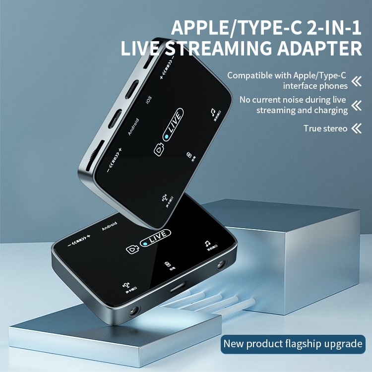 OEM live streaming sound card Audio Adapter For iPhone Android mobile phone Converter earphone jack Splitter
