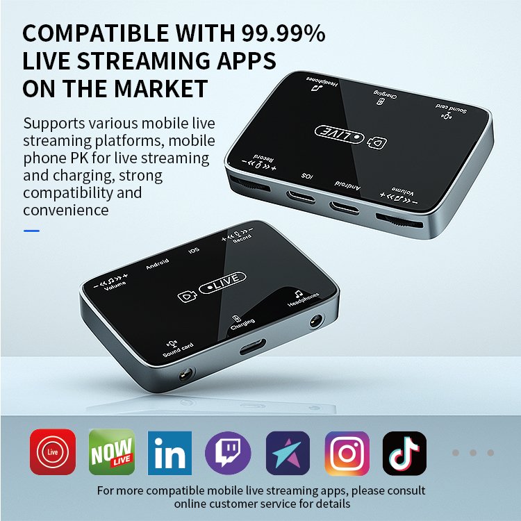 OEM live streaming sound card Audio Adapter For iPhone Android mobile phone Converter earphone jack Splitter