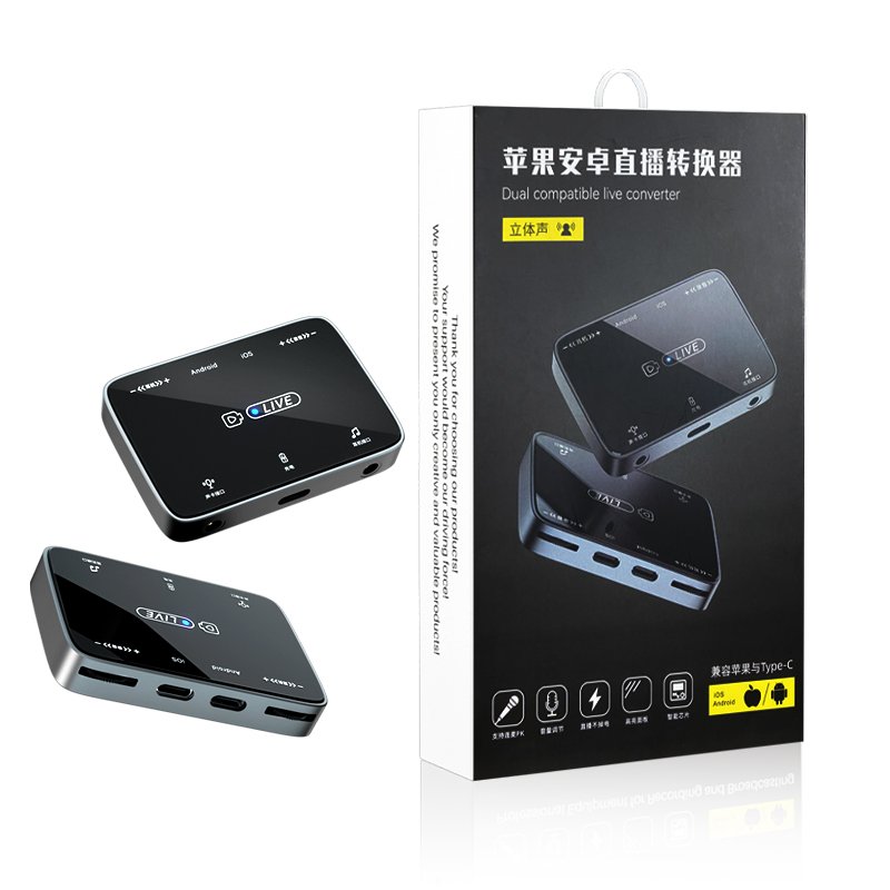OEM live streaming sound card Audio Adapter For iPhone Android mobile phone Converter earphone jack Splitter