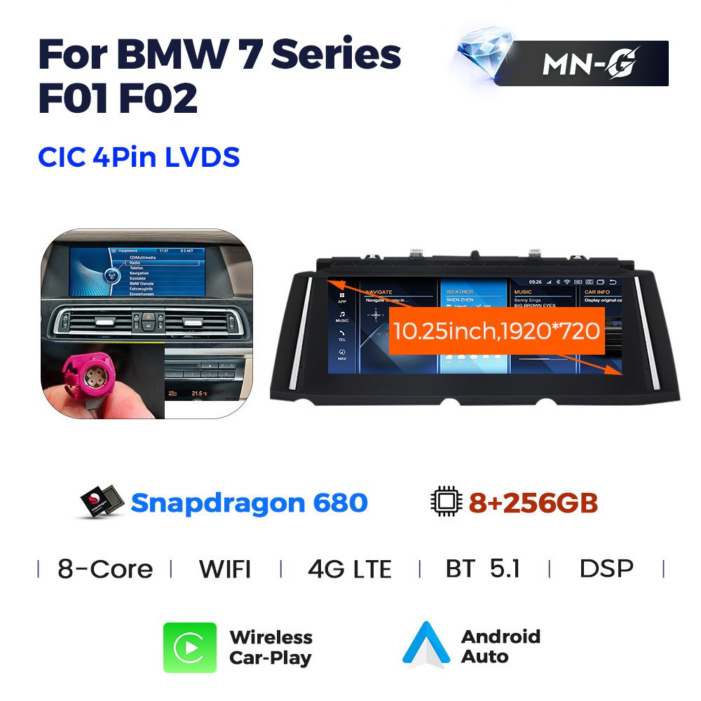 MEKEDE Android 8+256GB Android CAR VIDEO for Bmw 7 Series F01 F02 2009-2012 Cic Nbt F01 Car-play Car Radio Android Auto