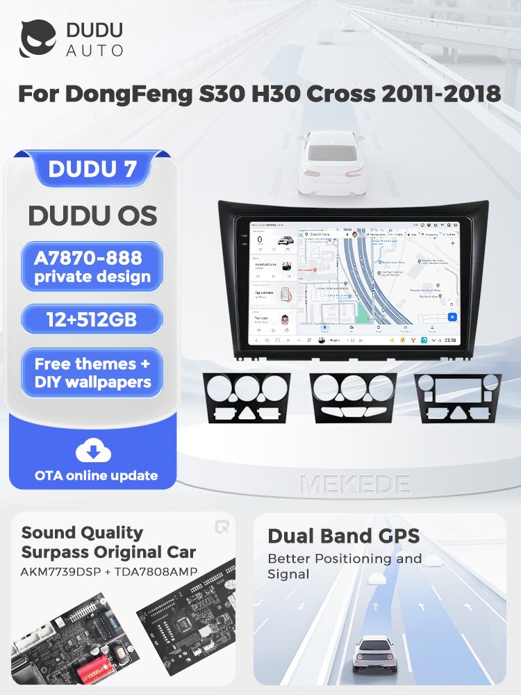 Mekede DUDUAUTO 2K Screen Android Car Stereo with Automatic Rotating Screen for Dongfeng S30 H30 Cross 2011-2018 with Car Player