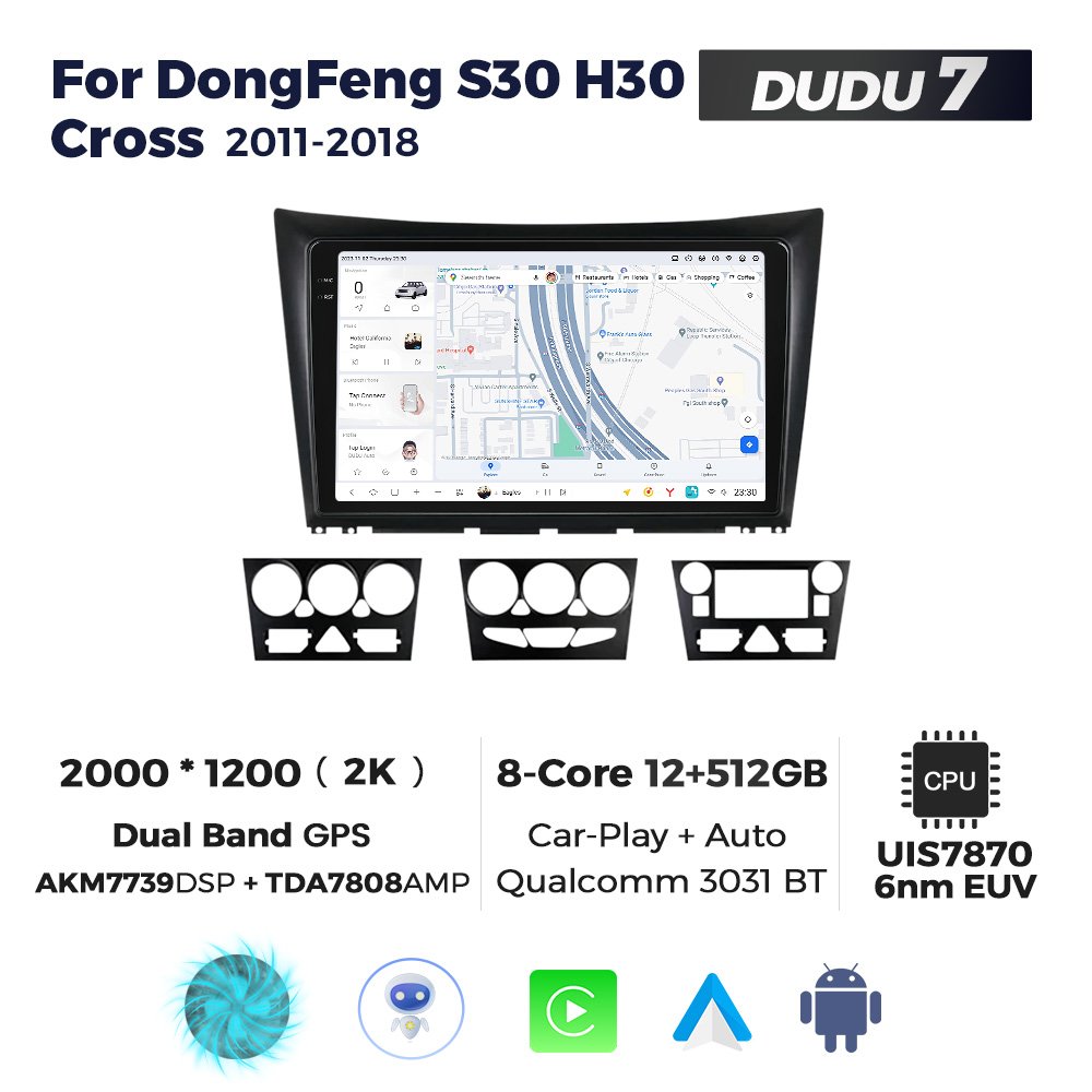 Mekede DUDUAUTO 2K Screen Android Car Stereo with Automatic Rotating Screen for Dongfeng S30 H30 Cross 2011-2018 with Car Player