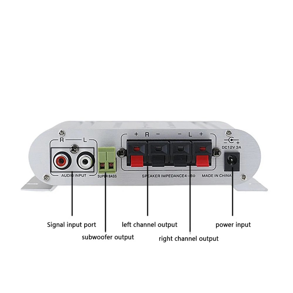 Hi-Fi Power Amplifier 2.1CH Subwoofer Stereo Audio Player Car Motorcycle Home Power Amplifier