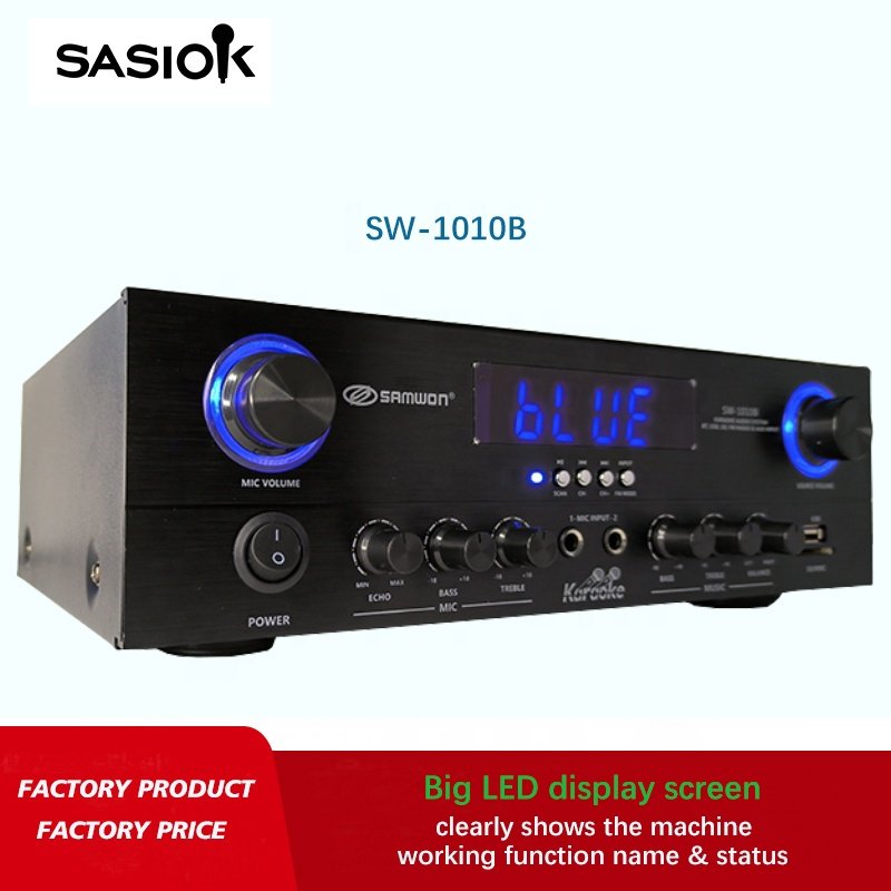 SW-1010B Echo/balance Sound 200W Professional Stage-show Karaoke Amplifier with BT/USB/SD/MMC/AUX/FM Radio/LED Display Functions