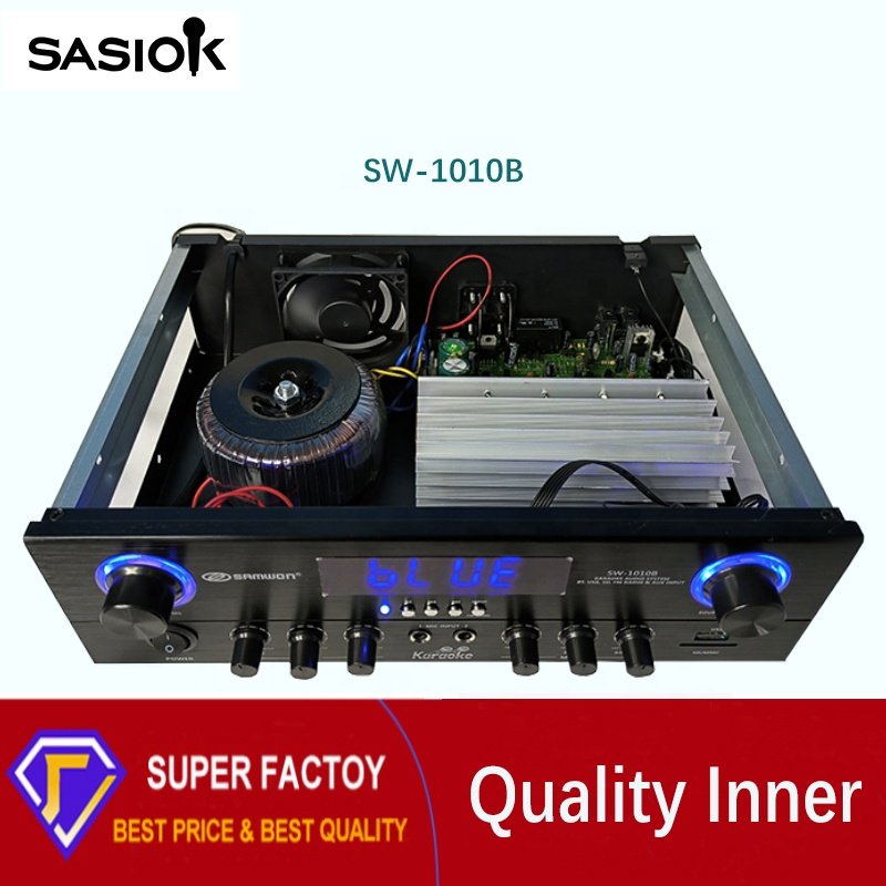 SW-1010B Echo/balance Sound 200W Professional Stage-show Karaoke Amplifier with BT/USB/SD/MMC/AUX/FM Radio/LED Display Functions