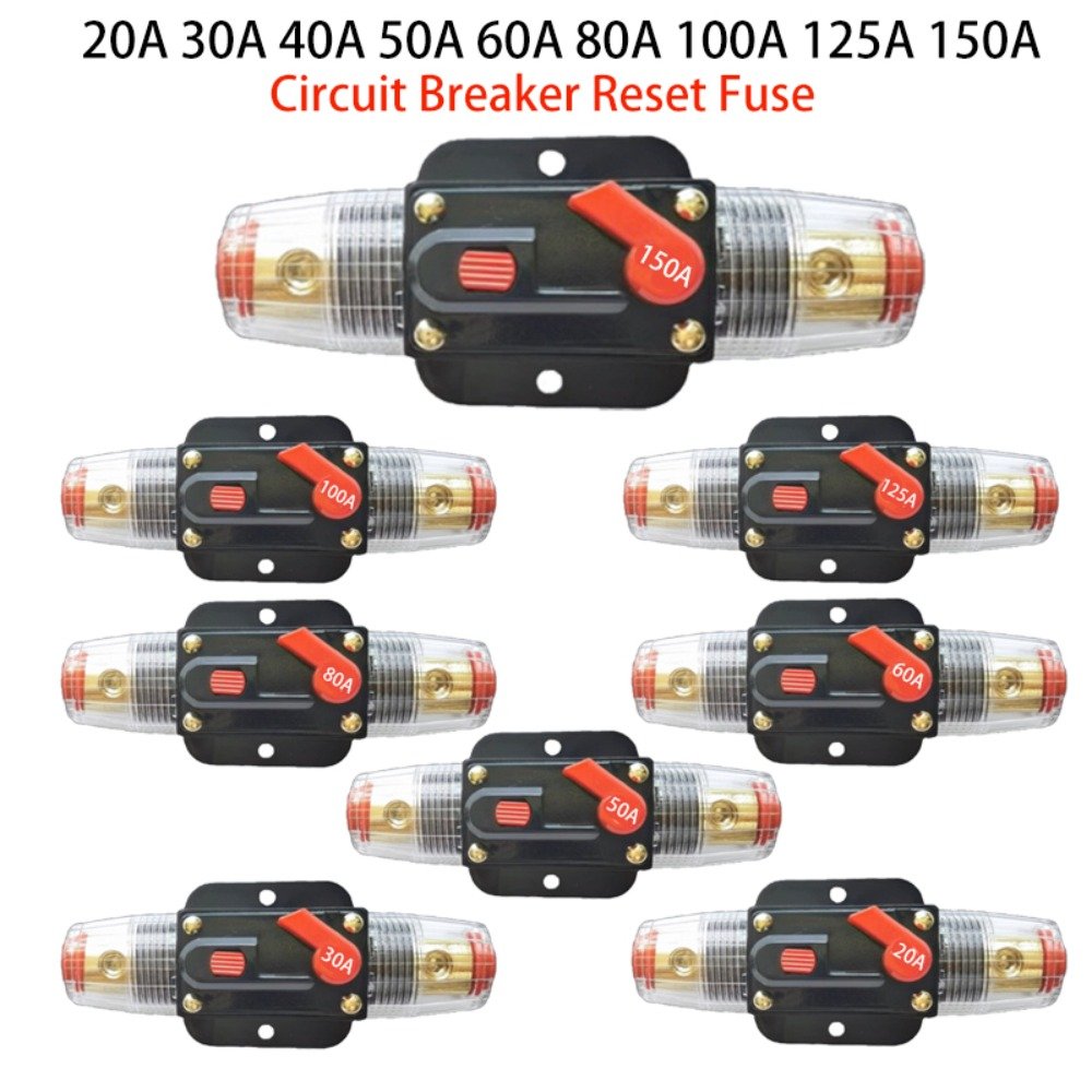150/100/50/30/40/60/80A 12V24V Car Truck Audio Modification Stereo Amplifier Circuit Breaker Automatic Reset Fuse Holder Switch