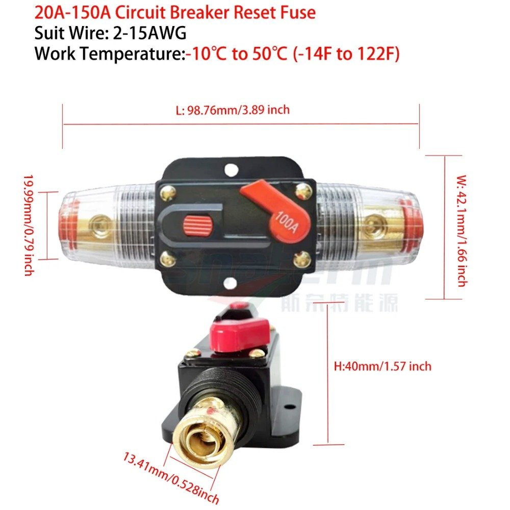 150/100/50/30/40/60/80A 12V24V Car Truck Audio Modification Stereo Amplifier Circuit Breaker Automatic Reset Fuse Holder Switch