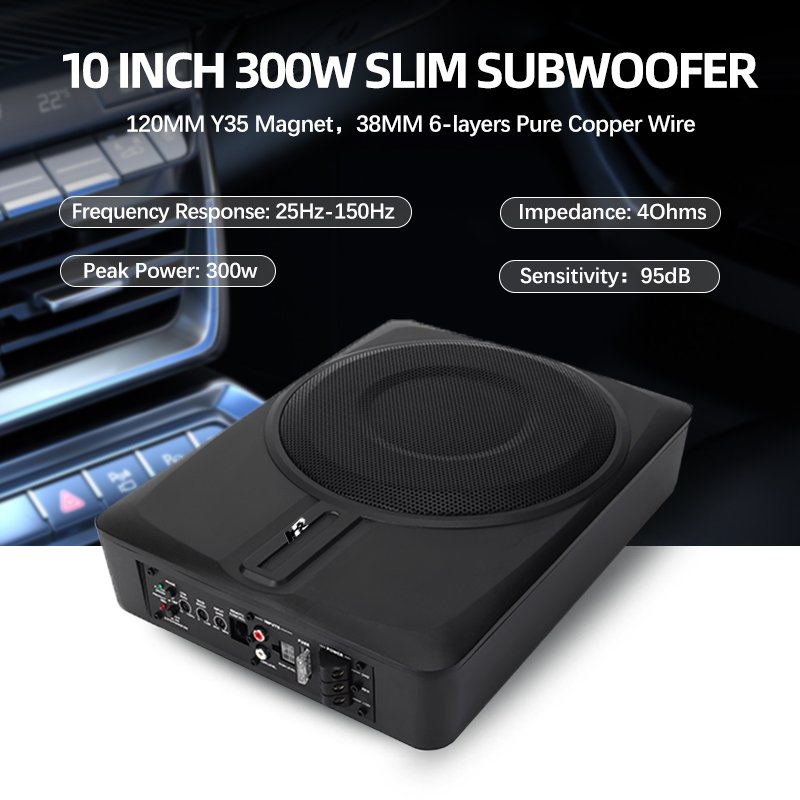 Car Woofer with Amplifier Bass 10inch Slim Subwoofer 400W Active Under Seat Subwoofer