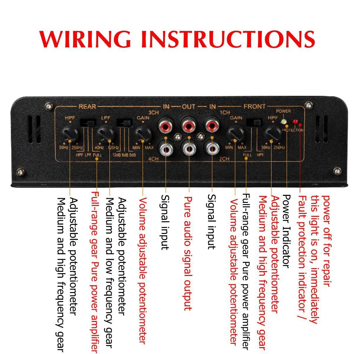 Car Power Amplifier Car Audio Multimedia Player 4500W 4 Channel High Power Vehicle Automobile Audio Power Amplifier
