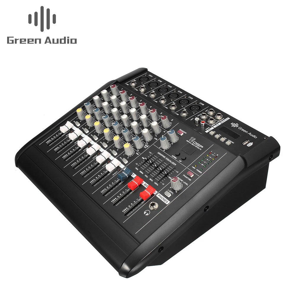GAX-602D Power Mixer USB 6 Channel Amplifier Dj Audio Mixer Support USB Memory Card for Performance Family