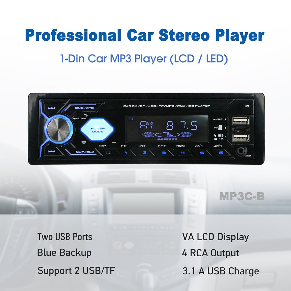 Car MP3 Player Stereo Autoradio Car Radio BT 12V In-dash 1 Din FM Aux in Receiver SD USB MP3 MMC WMA
