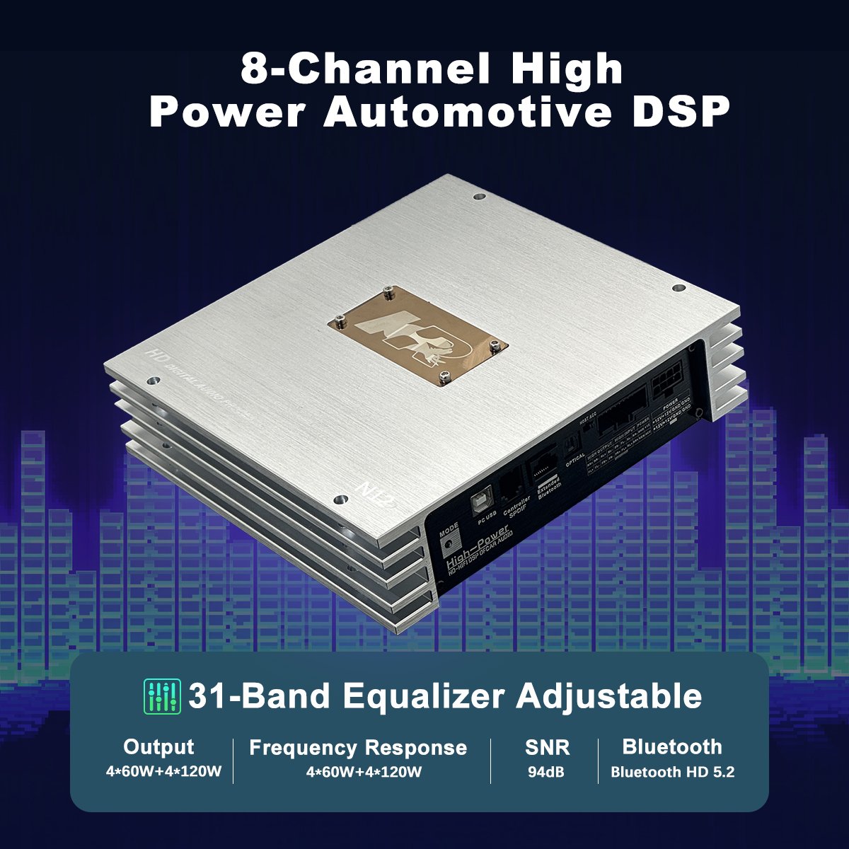 Zeming Professional 8 Channel Dsp Camplifier Aluminum Housing Audio Amplifier for Car