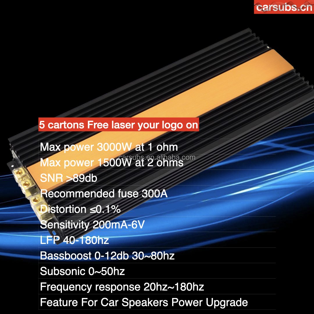 Korean Style PCB Board 3K Car SPL Subwoofer Amplifier RMS 3000W Class D Peak 6000W Strong Bass Car Amplifier Monoblock