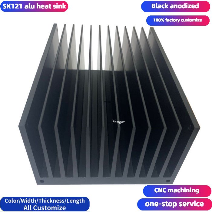 Black Anodized Sk121 112x67mm Heat Sink Extruded Aluminum Extrusion Profile Heatsink Electronic