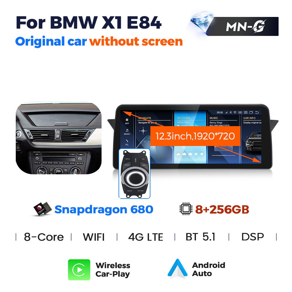 Navifly Snapdragon 680 Android System IPS Touch Screen 8 Core 8+256GB Car Stereo for BMW X1 E84 with Car Play Auto