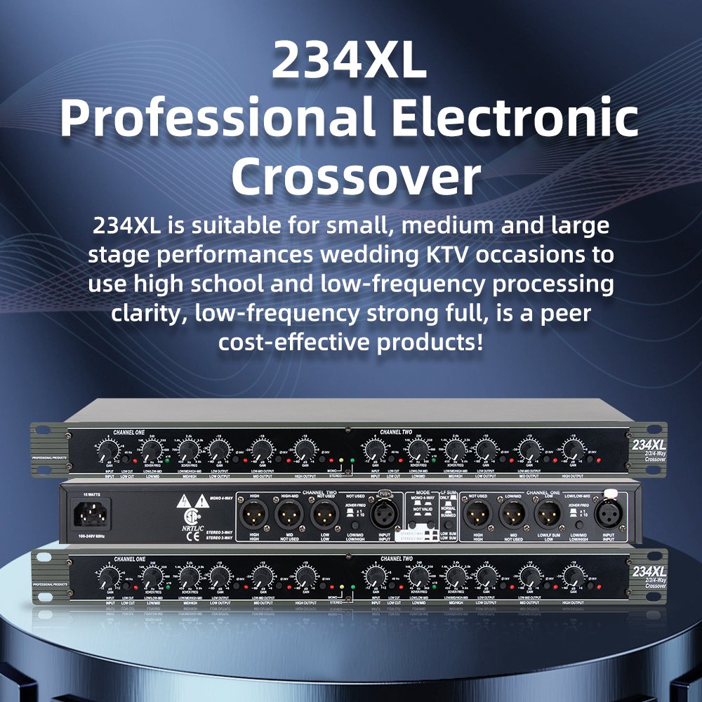 234XL Professional Digital Crossover Sound Peripheral Equipment Amplifier Speaker Stereo 2/3 Way Mono 4 Way Subwoofer Crossover