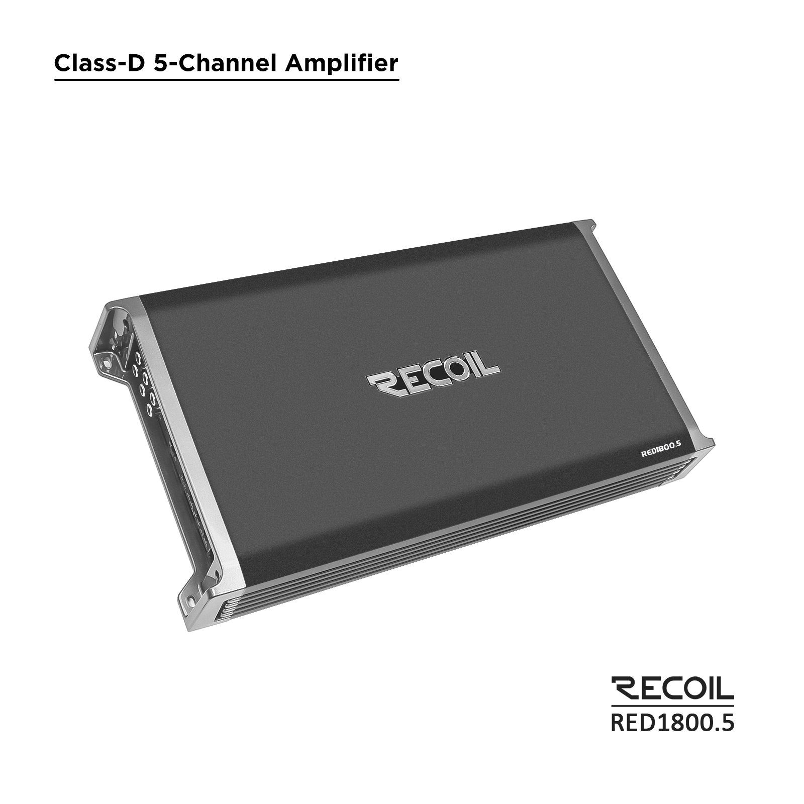 RED1800.5 Class-D 1,800 Watts Car Audio 5-Channel Amplifier, Mono 1 Ohm Stable, Remote Bass Knob Included