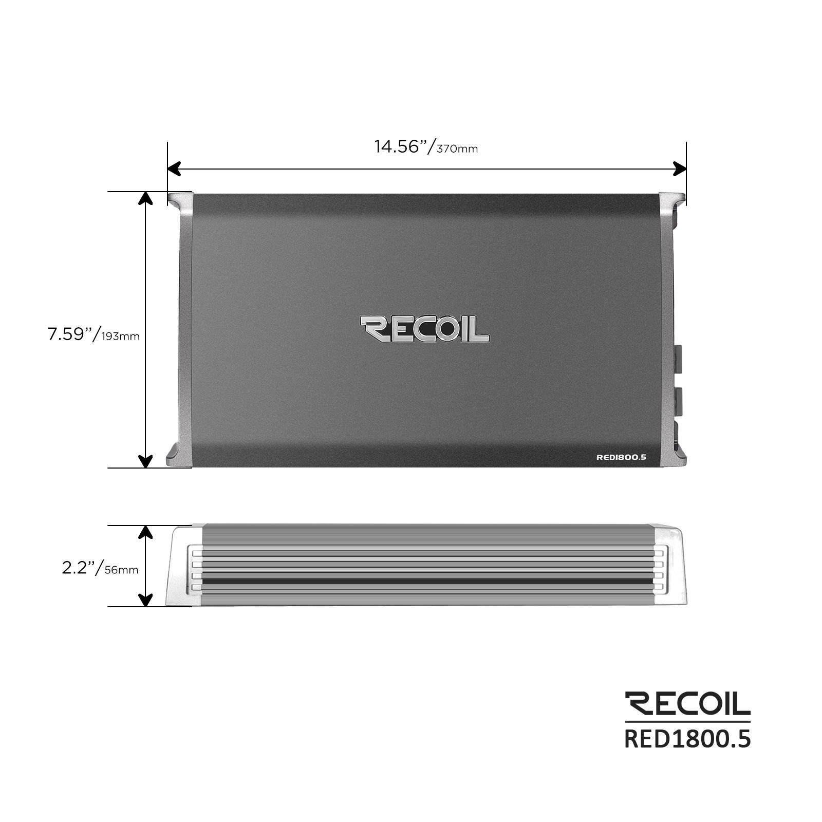 RED1800.5 Class-D 1,800 Watts Car Audio 5-Channel Amplifier, Mono 1 Ohm Stable, Remote Bass Knob Included