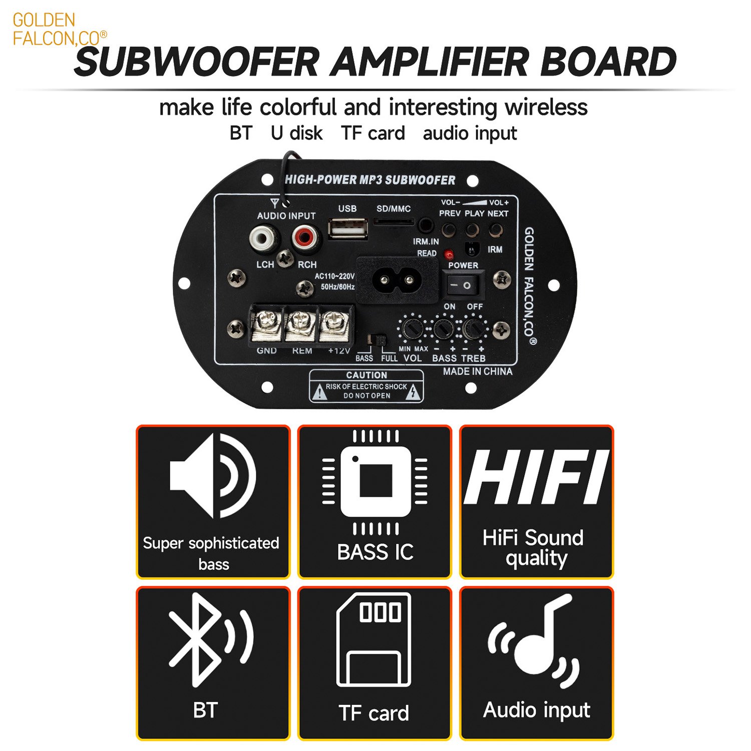 HI-FI Bass 12V 220V Subwoofer Power Amplifier USB Remote Control Car High Power Bass Audio Amplifier Module