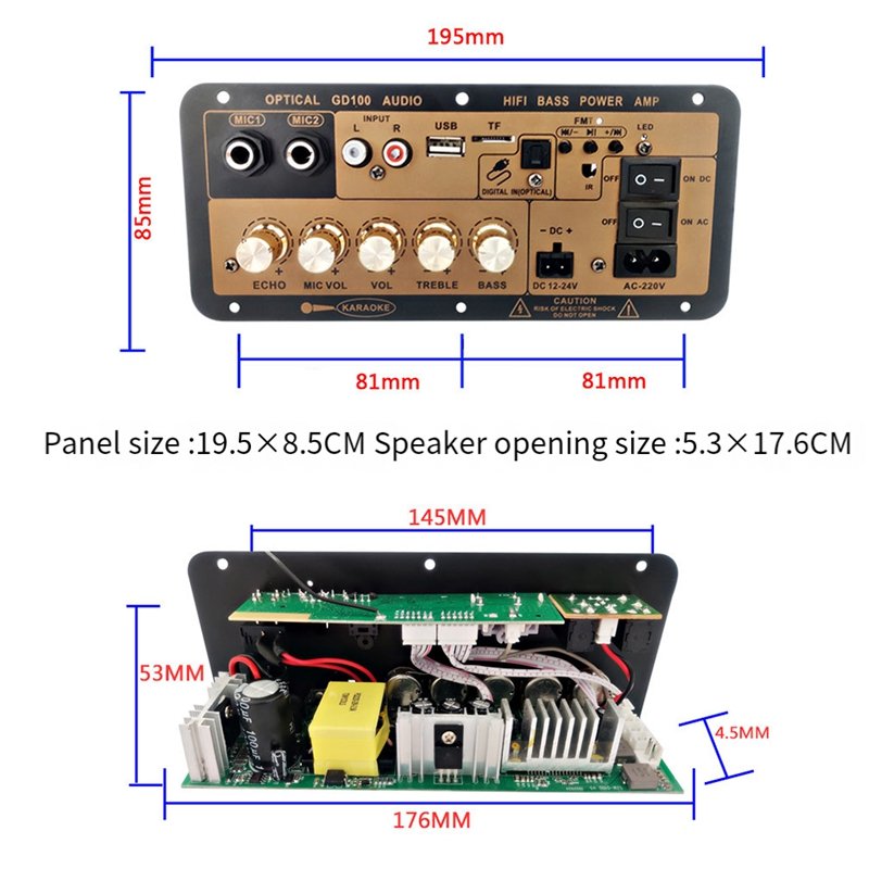 GD100 BT Mono 100W Home/Car HiFi Karaoke Amplifier Board with Optical Audio Input Car Amplifier