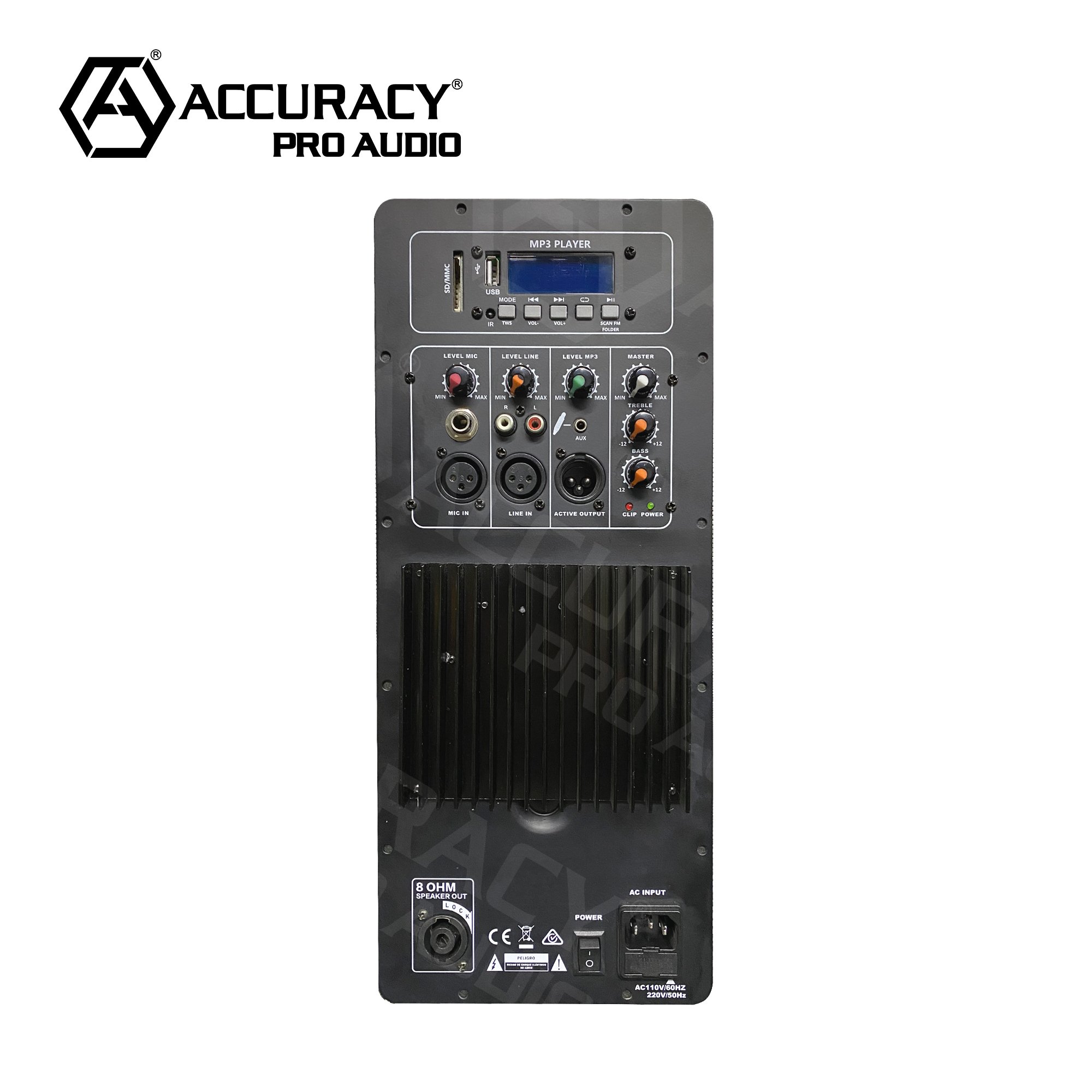 Accuracy Pro Audio APB 450W 15 Inch Speaker Output 4 Core Bi-amp Class H BT Mixer Power Amplifier Plate Module Board