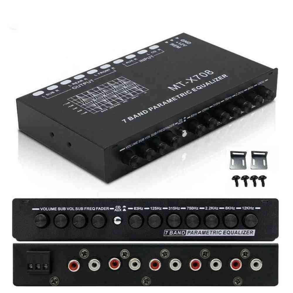 EQ 7 Band Graphic Car Equalizer Preamp Audio Sound Equipment with Frequency Subwoofer 12V Hi-Fi Car Amplifier Speaker