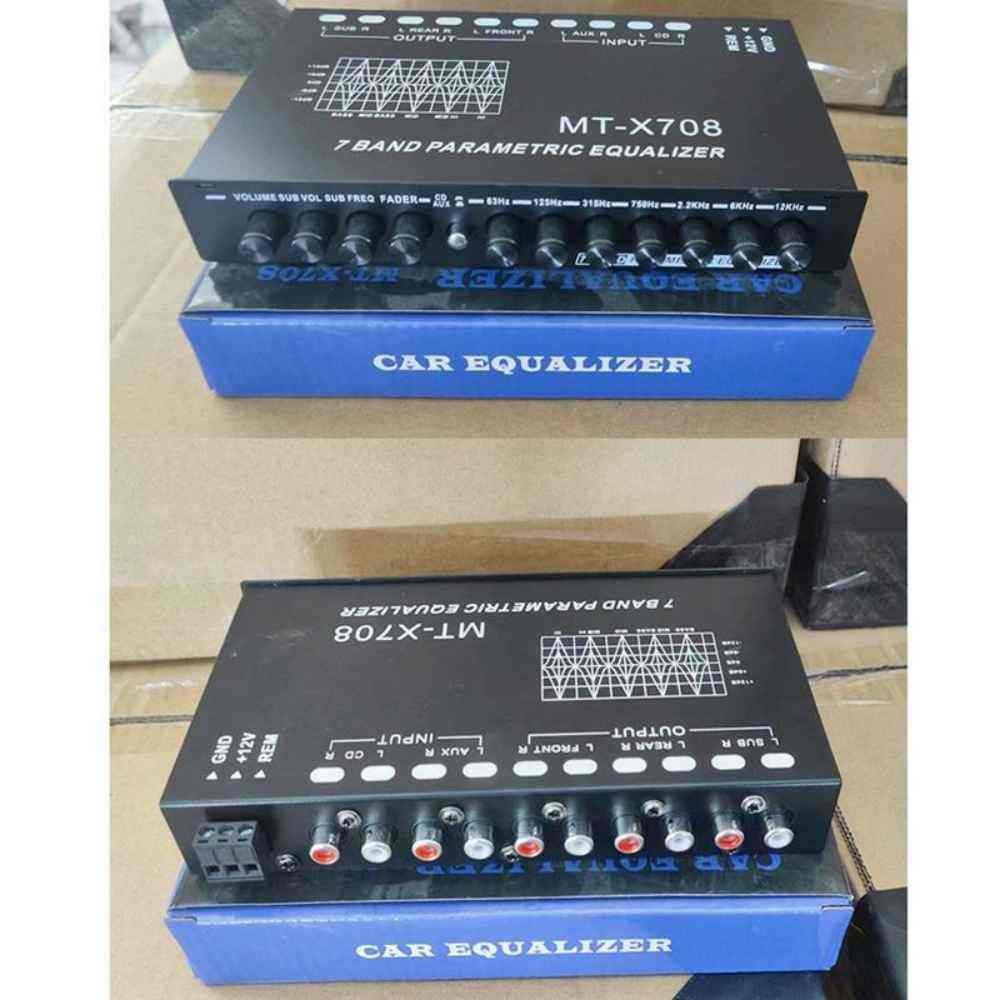 EQ 7 Band Graphic Car Equalizer Preamp Audio Sound Equipment with Frequency Subwoofer 12V Hi-Fi Car Amplifier Speaker