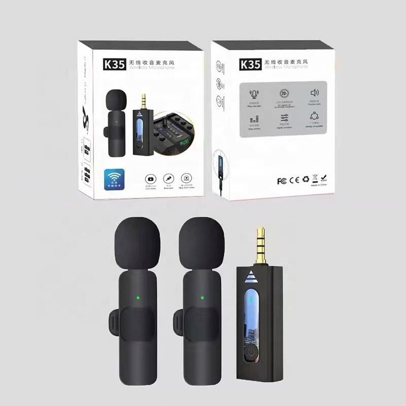 Clavax K35 One to Two Mini Wireless Lavalier Microphone Recording Lapel Mic with 3.5mm Jack for Camera Vlogging Live Streaming