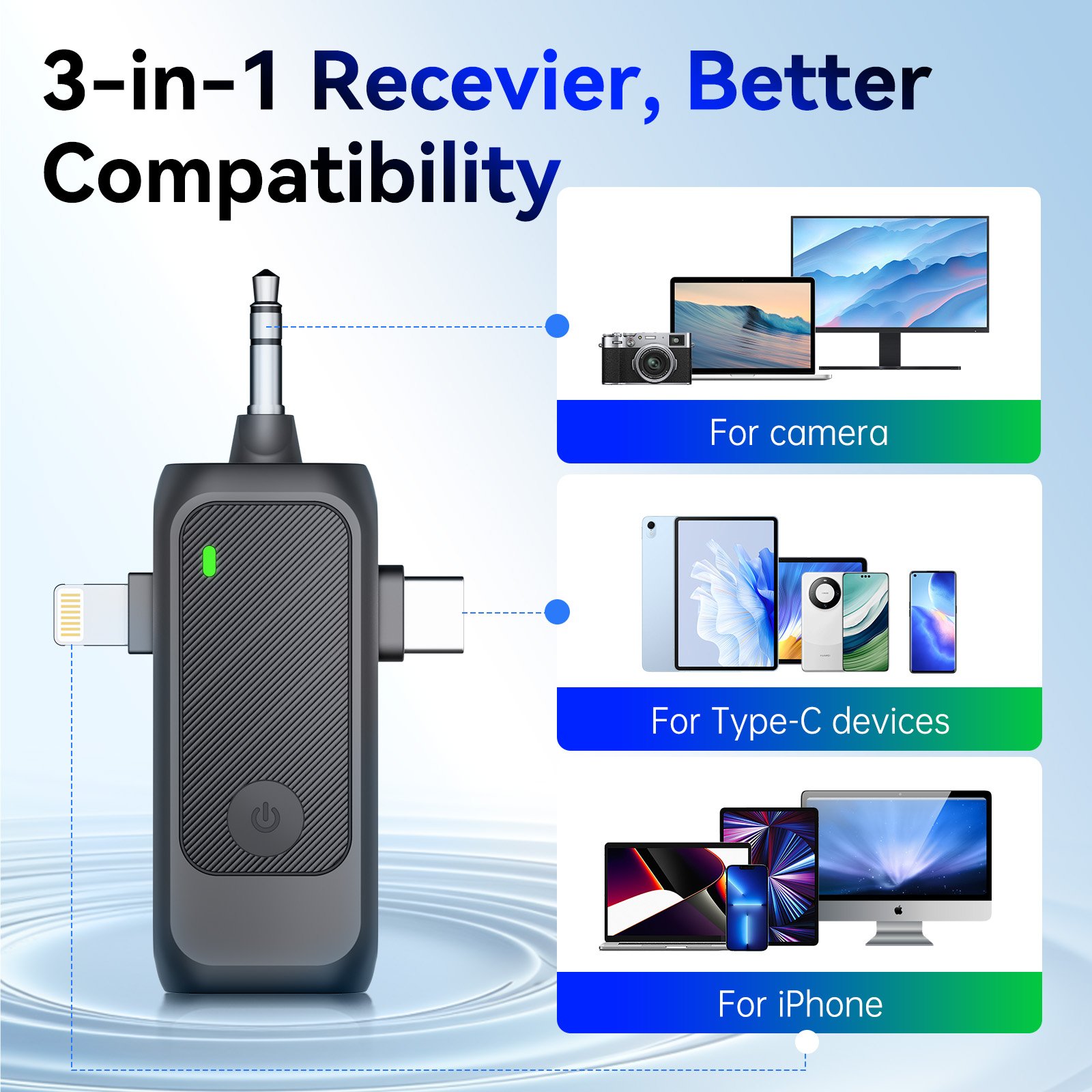 Starmax New Lavalier microphone wireless 3 in 1 compatible for IOS Android wireless microphone noise cancelling microphone