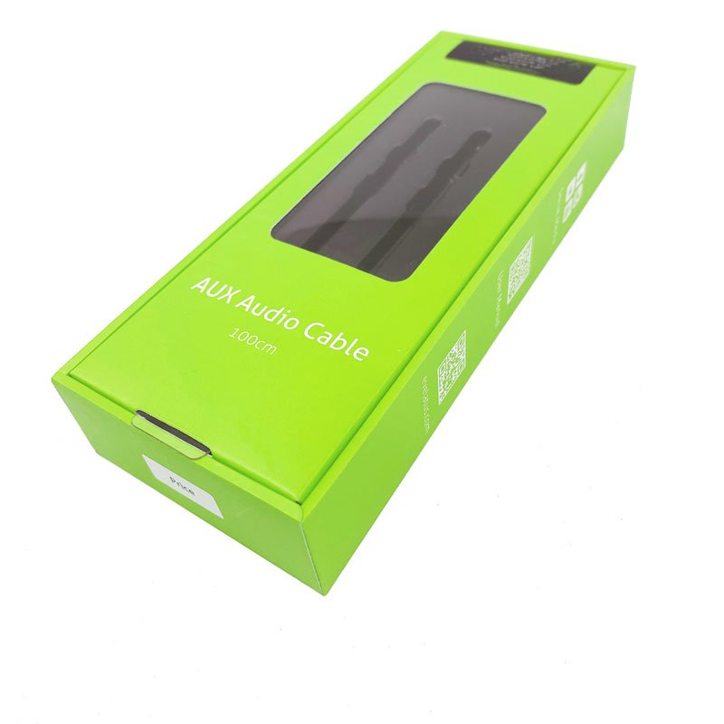 Custom Designed Cardboard Paper Box Audio Cable Fast Charger USB Data Cable Packaging Box with Insert Matt Black PS Blister Tray