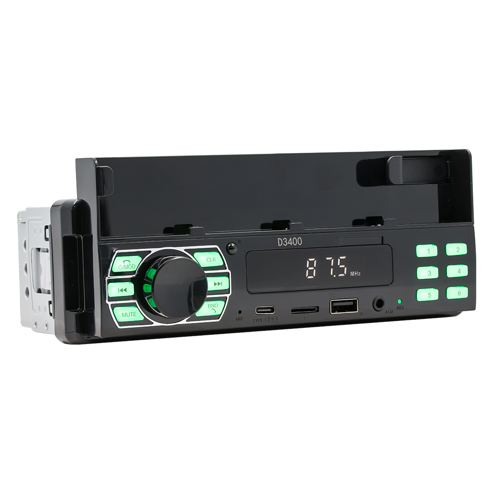 BQCC 1din Car Radio MP3 FM Type-c Charging 7 Color Lights AI Voice Phone Holder Car Stereo TF USB AUX Remote Control Car Player