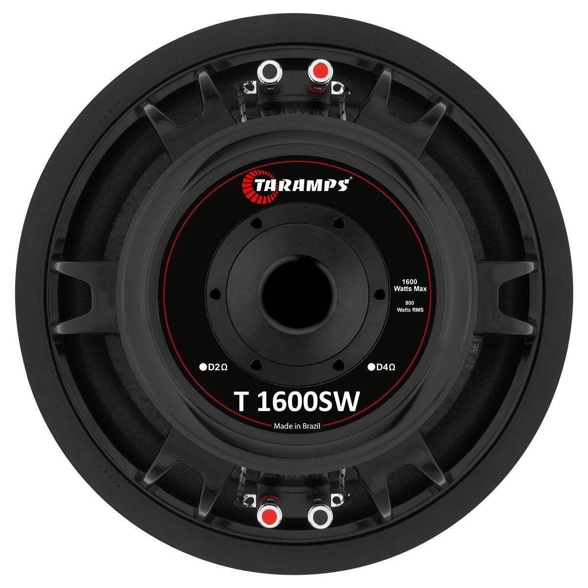Subwoofer Taramps 12" T1600SW D2 or D4 Ohms Car Audio Speaker 800 Watts Rms 1600W Max Black Color Loudspeaker 12 Inches Powerful