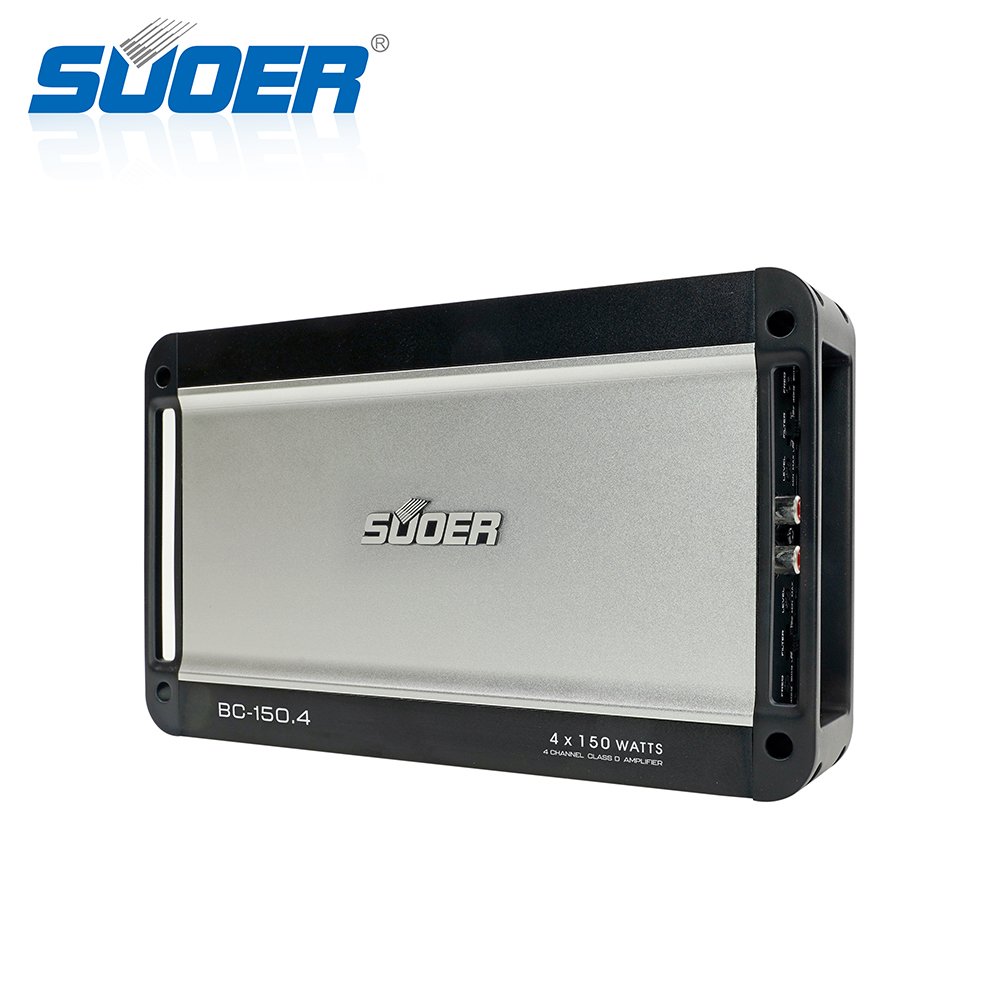 Suoer BC-150.4 New Arrival 4-Channel 150 Watts Class D Car Amplifier Mini Size with Crossovers