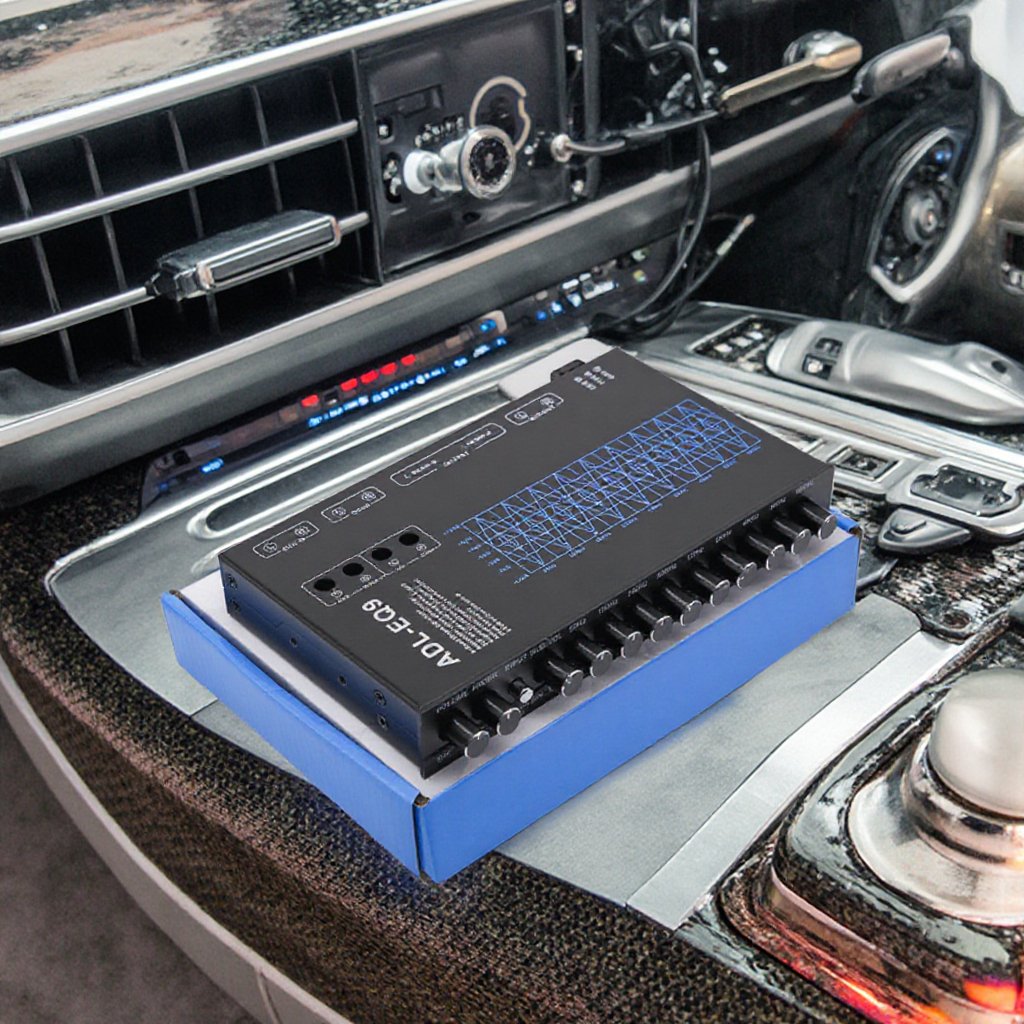 QMF-EQ9 High-End Car Audio Amplifier Multifunctional 49-Band Equalizer Dual Microphone Input 4-Channel Class D 12V DC Power