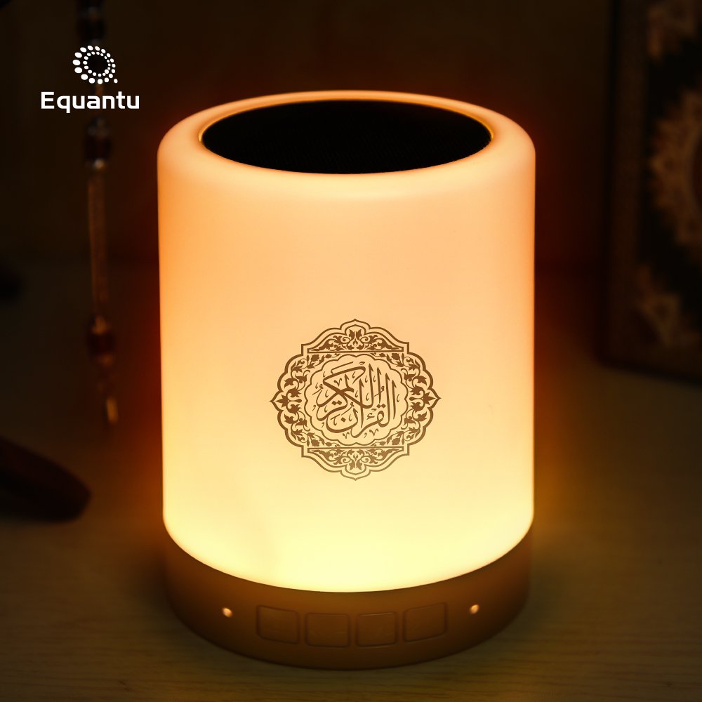 Equantu App control mp3 player Touch lamp LED night light Al quran speaker with full quran inside SQ112