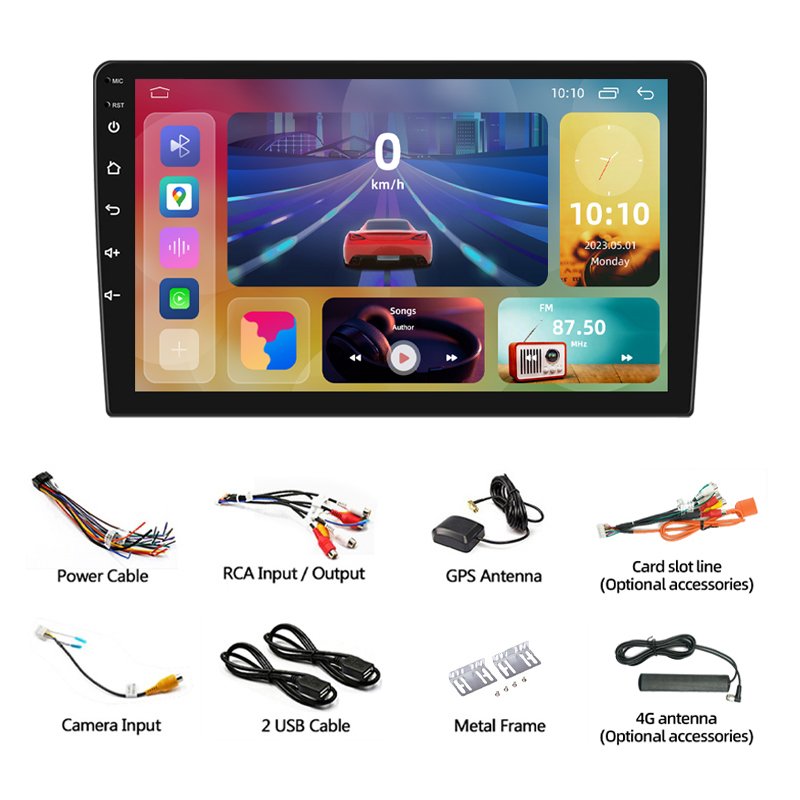 HENMALL Touch Screen 10 Inch Android Car Radio Stereo Universal Gps Audio Player 2DIN Multimedia Player Car Universal Stereo