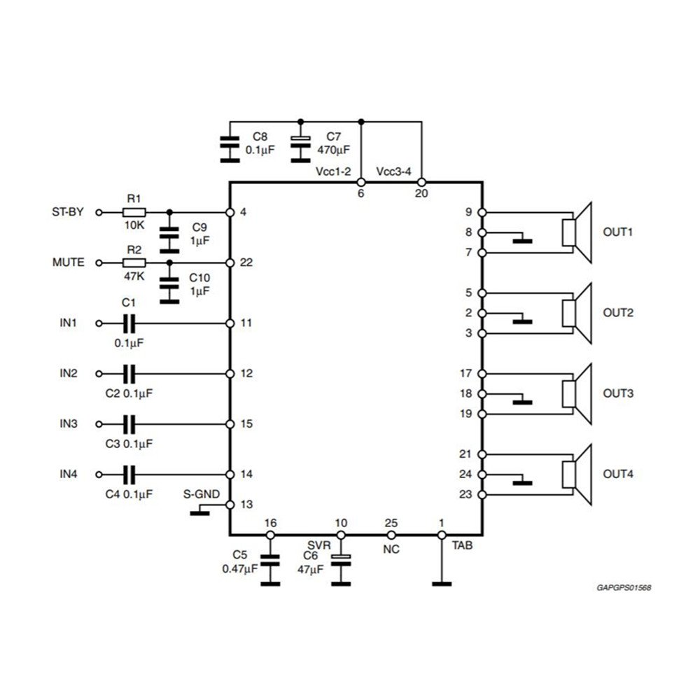 Taidacent 12V AB Class 4*45 W ZIP-25 Linear Tube High Power 4 Channel Quad Bridge Car Sound Radio Amplifier IC Chip TDA7388