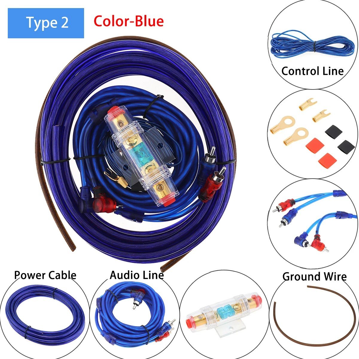 High Quality Car Audio Wire Wiring Amplifier Subwoofer Speaker Installation Kit 8GA Car Stereo Amplifier Kit