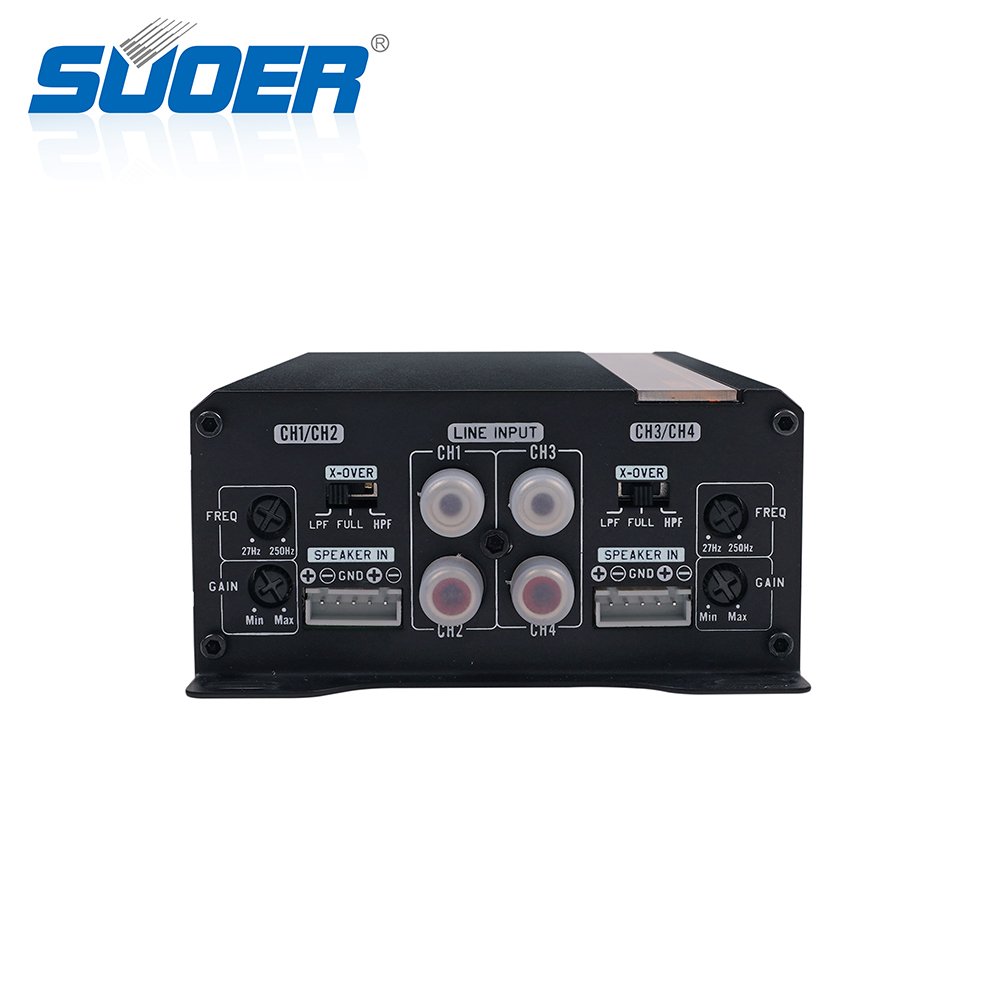 Suoer CU-60.4 60W*4 Channel 4ohm Car Amplifier DC12V Class AB RMS 80W Four Channel Amplifier Car Audio