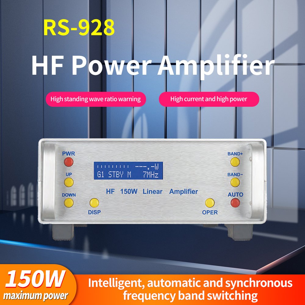 150W High Power Amplifier Professional RS-928 HF Radio for FM AM CW SSB FT8 1MHZ-30MHZ 27MHZ