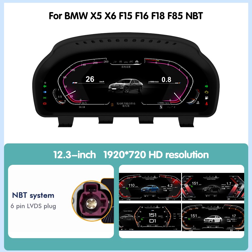 Krando Car Dashboard Display Panel for BMW X5 F15 F18 X6 F16 F85 2013-2017 Digital Cluster Cockpits Instrument Speed Meter