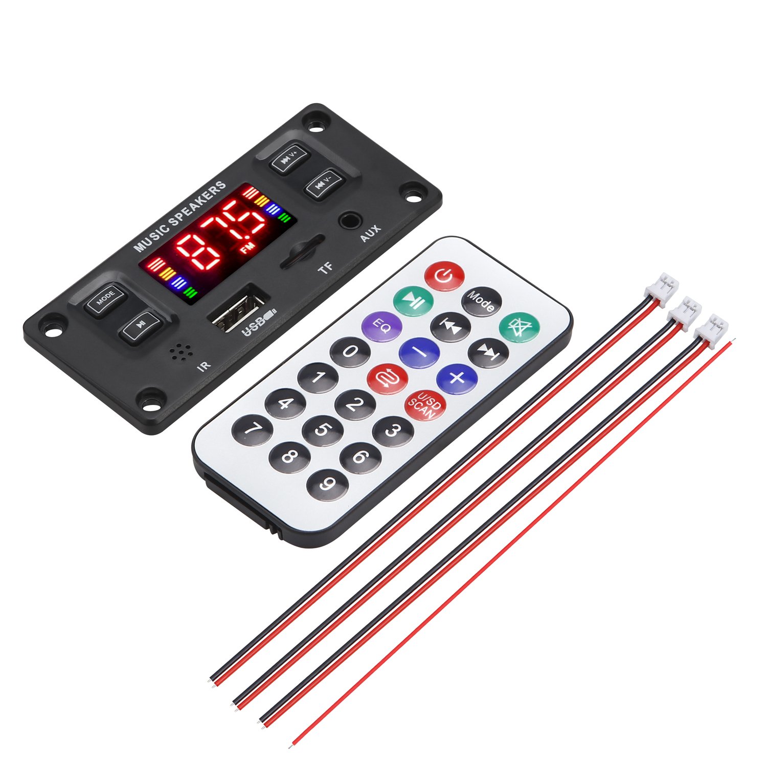 DC 12V 2*30W 60W Amplifier DIY MP3 Decoder Board Bluetooth 5.0 Music Player USB Module FM AUX Radio Car Records Handsfree Calls