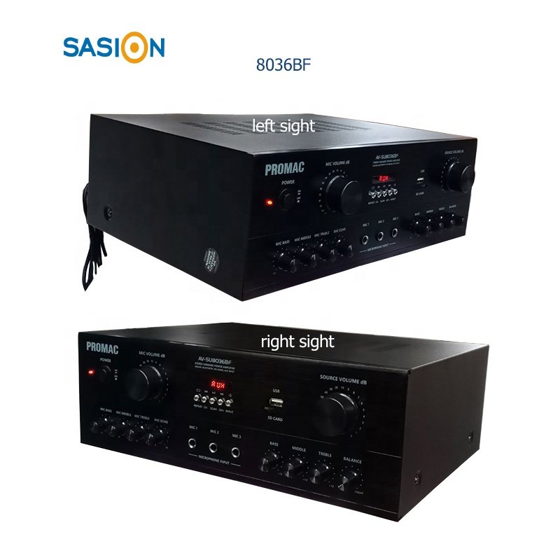 8036BF a Stereo Audio Karaoke Power Amplifier with LCD Screen Display & BT/USB/SD/AUX/MP3/FM Radio Input & Play