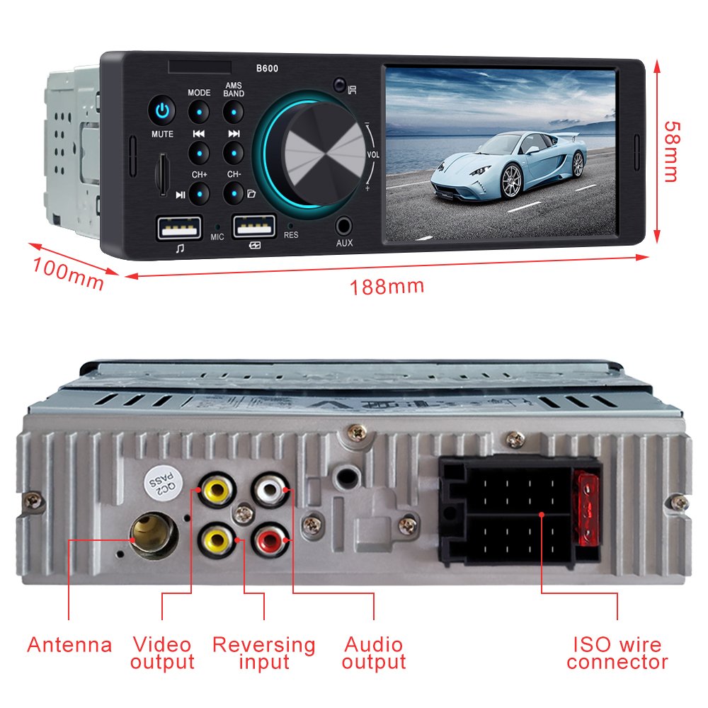 Single1din 4.1 Inch Touch Screen Car Radio Stereo Video Mp5 Player With BT/FM/SD/USB/AUX Steering Wheel Remote Control