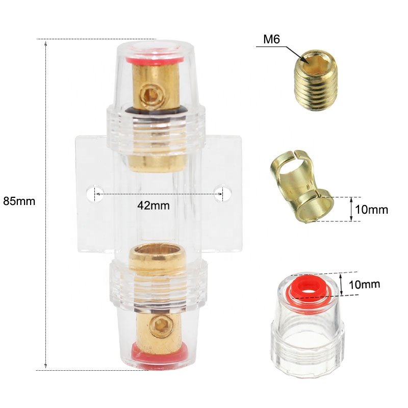 AGU Car Audio Fuse Tube Holder 10 * 38 Power Amplifier Fuse Liner Transparent Aircraft Base Subwoofer Glass Fuse