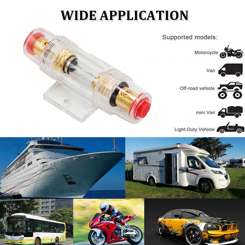 AGU Car Audio Fuse Tube Holder 10 * 38 Power Amplifier Fuse Liner Transparent Aircraft Base Subwoofer Glass Fuse