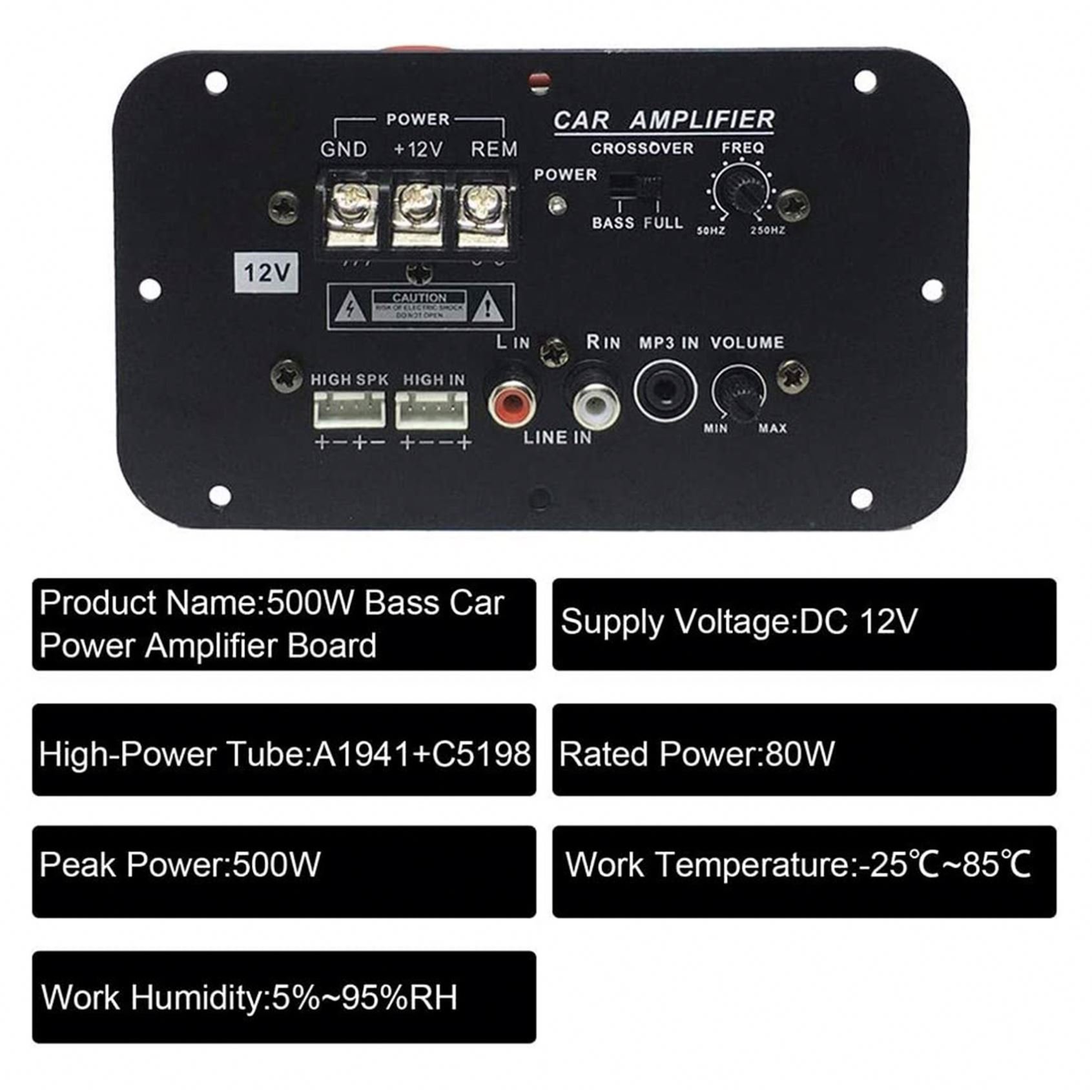 Car Subwoofer Amplifier Board 500W Subwoofer High Power Hifi Bass Amplifier Board DC 12V