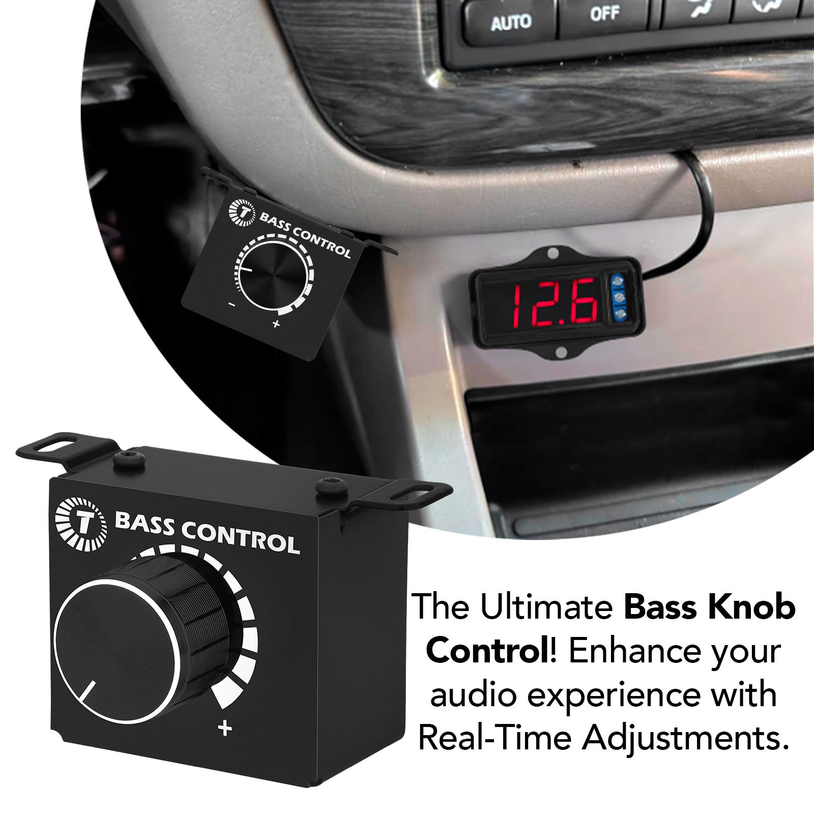 Taramps Universal Bass Knob Control Car Bass Controller Volume Knob Amplifier RCA Audio ON/Off for Amp, Black, Small, Adjuster